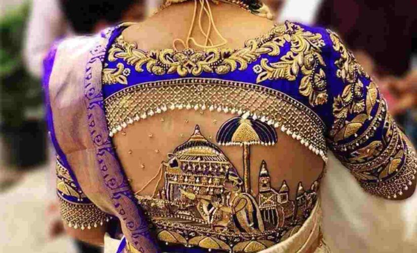 Back Neck Silk Saree Blouse Designs