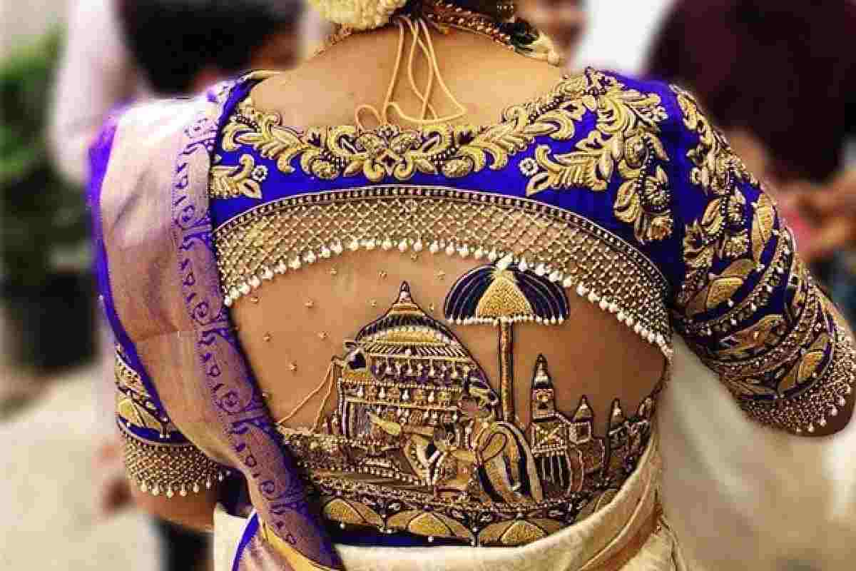 Back Neck Silk Saree Blouse Designs